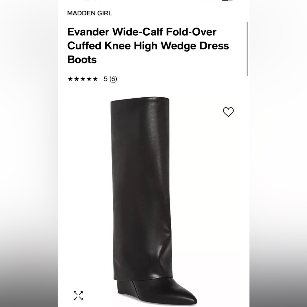 Madden Girl Evander Wide-Calf Fold-Over Cuffed Knee High Wedge Dress Boots